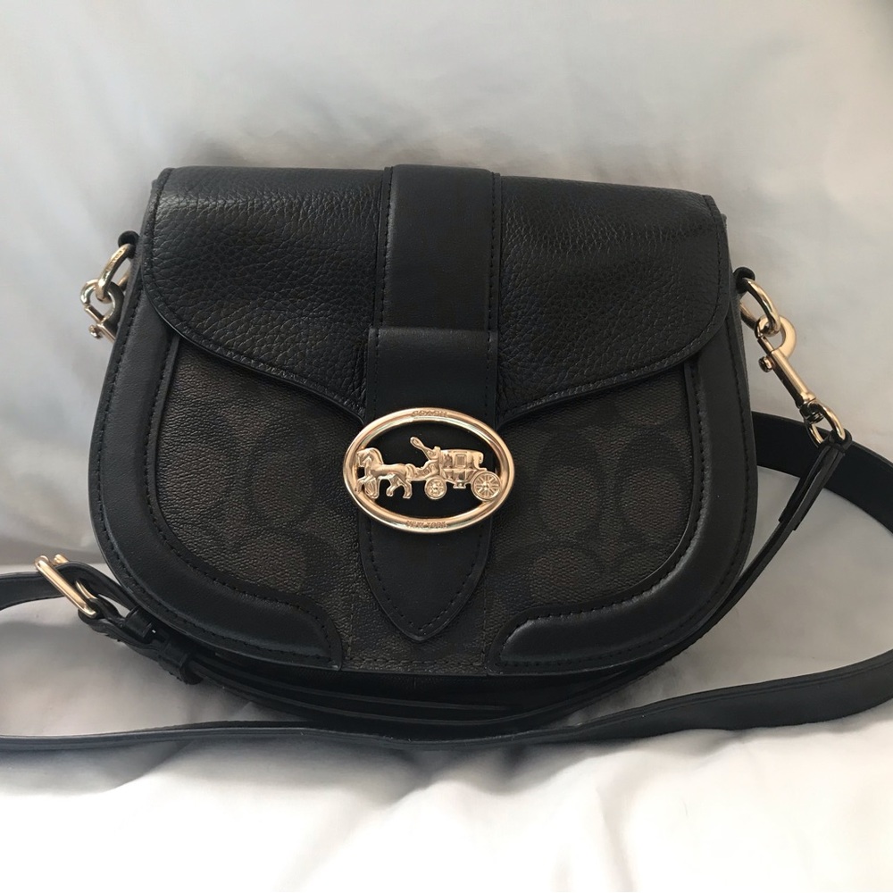 Coach Georgie Saddle bag Crossbody Black & Brown -  Leather Excellent condition